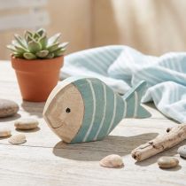 Artikel Holzfisch Dekofigur zum Stellen aus Holz 18×10cm Hellblau Natur