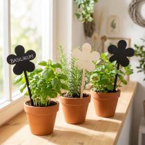 Artikel Blumenstecker Holz-Blume Schwarz Ø10cm 6er Set