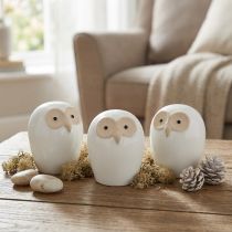 Artikel Eulen Figuren Keramik Weiß 11,5 cm Set 3 Stück Tischdeko