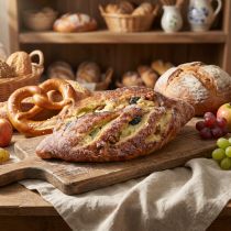Artikel Dekobrot künstlich Rosinenbrotattrappe 22 cm Kunststoff für Schaufenster und Bäckereien