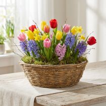 Artikel Blumenschale aus Reben Ø40cm H13cm mit Folie Natur Braun