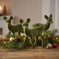Artikel Dekofigur Rehkitz Beflockt Grün 10,5 cm 6er-Set Weihnachtsdekoration