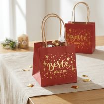 Artikel Geschenktüte aus Papier mit Henkeln 10,5×10,5 cm Rot Gold 8 Stück