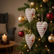 Artikel Filzherzen Christbaumschmuck Beige Rot 8,5×12cm 6 Stück