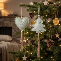 Artikel Filzanhänger Christbaumschmuck Herzen und Tannen 11 cm Grün