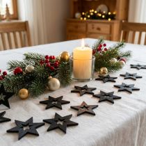 Artikel Holzsterne Streudeko Weihnachten Schwarz und Grau 4cm 72 Stück