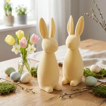 Artikel Dekofigur Osterhase Kunststoff Hellgelb Beflockt H29,5cm 2er Set