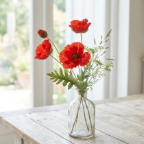 Artikel Mohnblume künstlich Rot mit 3 Blüten L70cm
