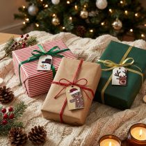 Artikel Weihnachtsanhänger aus Holz, 6cm, 6er-Set, Motive Rentier, Schneemann, Lebkuchenmann