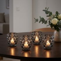 Artikel Windlicht Glas Teelichthalter grau Ø9cm H9,5cm 4er-Set