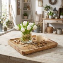 Artikel Dekotablett aus Mangoholz mit Blumenmuster 25×20 cm