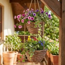 Artikel Hängekorb Blumenampel mit 2 Körben aus Holz und Juteseil, Ø 20 cm/26 cm, Natur