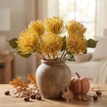 Artikel Künstliche Protea Leucospermum Nadelkissenblume Gelb 30cm 6 Stück