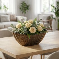 Artikel Pflanzschale mit Rillen oval Schiffchen Anthrazit Gold 36cm