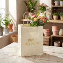 Artikel Papiertüten mit Henkel Papier Creme/Gold 20×11×25cm 6 Stück