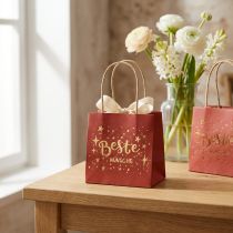 Artikel Papier-Geschenktüten mit Henkeln Rot Gold 12×12 cm 8 Stück