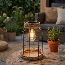 Artikel Solar-Gartenleuchte aus Metall und Seegras Ø18 cm schwarz/natur