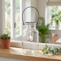 Artikel Windlicht Glas und Metall Klar Schwarz 13 cm für Dekoration