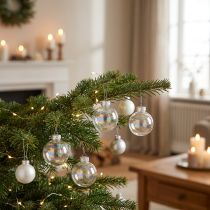 Artikel Mini Weihnachtskugeln Glas irisierend 24St