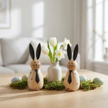 Artikel Hase aus Holz mit Metallohren, 12 cm, 2er-Set, naturfarben, für Innenbereich