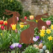 Artikel Gartenstecker Osterhase aus Metall, Edelrost-Optik, 80 cm, 4er Set