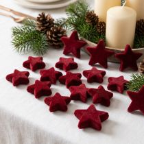 Artikel Weihnachtsdeko Sterne aus Kunststoff in Bordeaux, beflockt, Ø 4–5 cm, 40 Stück