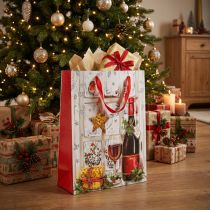 Artikel Geschenktüten-Set Weihnachten aus Papier 8cm x 18cm x 24cm mit weihnachtlichen Motiven, 2 Stück