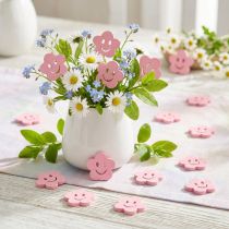 Artikel Holzstreublumen Rosa mit Gesicht 2,5cm 48 Stück