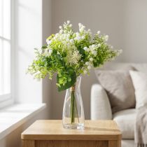 Artikel Deko-Kunstblumenstrauß Grün-Weiß ca. 36cm, 5 Stiele, Kunststoff und Metall