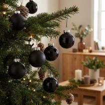 Artikel Mini Weihnachtskugeln Glas Schwarz Glanz/Matt Ø 2,5 cm 22 Stück