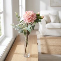 Artikel Künstliche Rose mit Blüte und Knospen 57 cm Rosa
