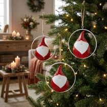 Artikel Weihnachtsanhänger Wichtel oder Weihnachtsmann Metall Ø16cm, 3 Stück