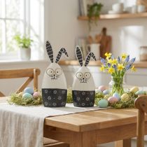 Artikel Osterhasen-Deko aus Metall Schwarz-Weiß Hase mit Brille 18,5x7x3cm 2 Stück