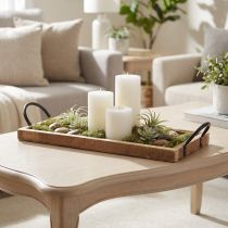 Artikel Holztablett mit Griffen rechteckig Natur 50×19×3cm