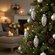 Artikel Weihnachtszapfen Glas Deko Silber 6,5cm 10 Stück