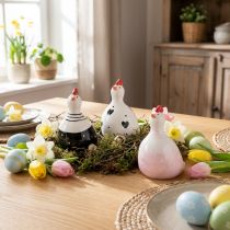 Artikel Dekofiguren aus Keramik Hühner Küken Set 9,5cm mehrfarbig 3-teilig