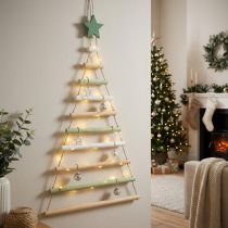 Artikel Hängender Weihnachtsbaum aus Holz mit Stern in Grün, H59cm