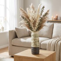 Artikel Keramikvase in Creme und Graugrün, H 34 cm, für Trockenblumen