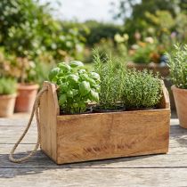 Artikel Pflanzkasten Holz Natur mit Jutegriff 35x16x21,5cm für Innen und Außen