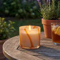Artikel Duftkerze im Glas Citronella Ø8cm Höhe 8cm Creme-Orange für Innen- und Außenbereich