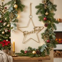 Artikel Stern „Frohes Fest“ aus Metall, golden-silbern, 32 × 39,5 cm