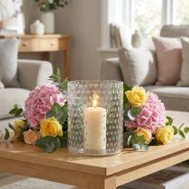 Artikel Windlicht Glas rund Ø11,5cm H13,5cm transparent mit Muster