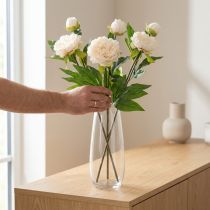 Artikel Lange künstliche Pfingstrosen 70 cm cremefarbene Kunstblumen 3 Stück
