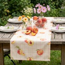 Artikel Tischläufer Polyester-Baumwolle Kariert Pfirsichmotiv 32x140 cm