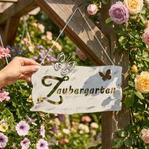 Artikel Metall Hängedeko Zaubergarten mit Schmetterlingen, 39 cm, Silber-Weiß