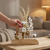 Artikel Holz-Blumenleiste mit 8 Löchern, 25cm, für Trockenblumen, natur
