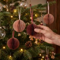 Artikel Wabenbälle aus Papier Ø8cm Bordeaux Rosa 4 Stück Weihnachten