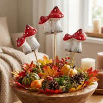 Artikel Deko Fliegenpilze Keramik Blumenstecker 6cm Rot-Weiß 6 Stück