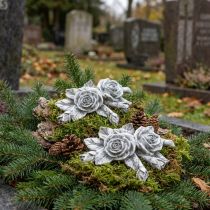 Artikel Rose aus Polyresin 10 x 8 cm Grau 6er-Set für Dekoration