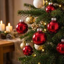 Artikel Weihnachtskugeln aus Glas Ø4 cm in Rot, 24 Stück